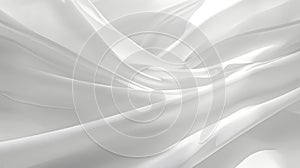 Abstract White Silk Fabric Background with Soft Waves and Smooth Drapery, Flowing Satin Texture.