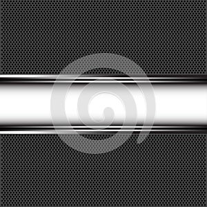 Abstract white silver on dark gray circle mesh design luxury background vector