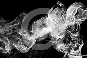 Abstract white smoke on black background