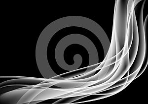 Abstract white smoke curve on black background vector