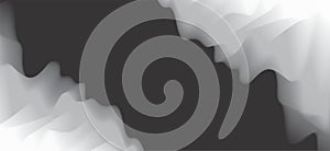Abstract white smoke design Template on black background In vector. Smoke or fog abstract background.