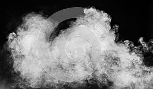 Abstract white smoke isolated black background