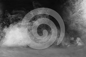 abstract white smoke isolated black background