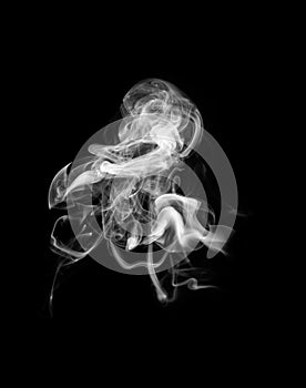 Abstract white smoke shape over black