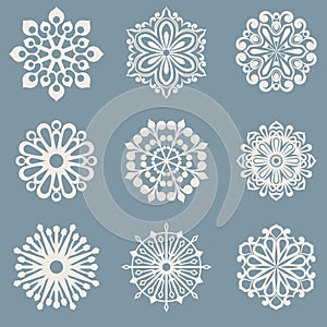 Abstract white snowflake shapes