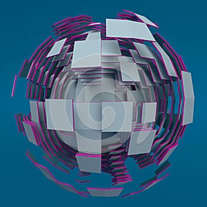 Abstract white sphere with purple edges