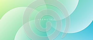 Abstract white spiral blade on blue and green pastel background. Modern minimal trendy shiny lines pattern. Vector illustration