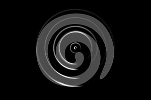 Abstract white spiral circle on black background