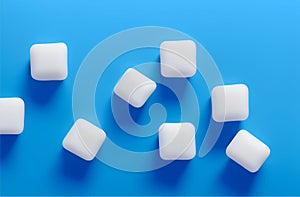 Abstract White Squares on Blue Background