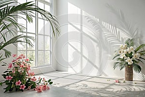 Abstract white studio background for product presentation