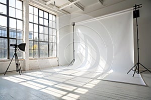 Abstract white studio background for product presentation