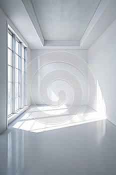 Abstract white studio room with light and shadow