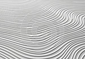 Abstract white surface featuring undulating, parallel lines forming a wave-like pattern.