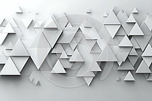 Abstract White Triangle Background Geometric 3D Pattern Design for Modern Wallpaper