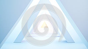 Abstract White on white triangle shape space background AI-Generated