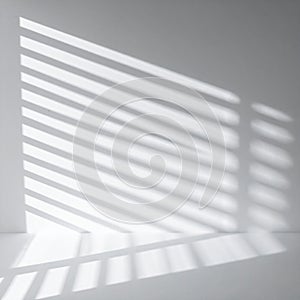 Abstract White Wall with Geometric Shadow Pattern from Window Blind