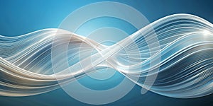 Abstract White Wave on Blue Background - 3D Illustration