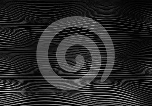 Abstract white wave lines pattern on black background and texture with lighting