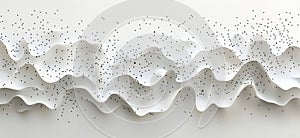 Abstract white wave pattern with black dots creating a dynamic visual texture, copy space for text