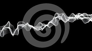 Abstract white waveform on black background with flowing lines