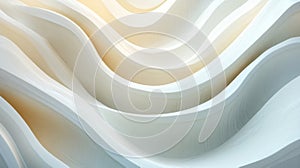 Abstract White Waves Background with Smooth Curve Lines and Plaster Texture in Light Beige
