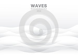Abstract white waves background and texture with copy space. Smooth wavy nature