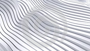 Abstract white wavy lines pattern, 3D render, minimalist background