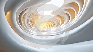 Abstract White and Yellow Curved Architectural Design