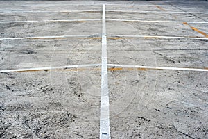 Abstract white and yellow lines of empty parking lots
