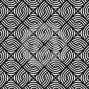 Abstract wicker black and white pattern. Seamless vector pattern.