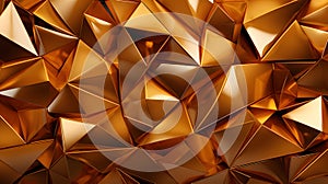 Abstract wide gold metallic texture with geometric triangular 3d triangles