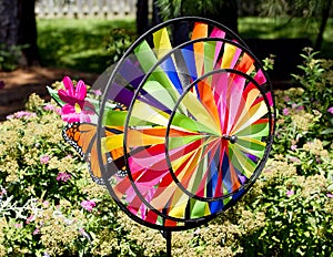 Abstract Wind Spinner Closeup in Garden