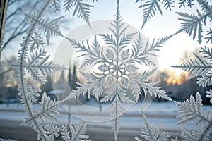 Abstract window ice or frost symmetric pattern background