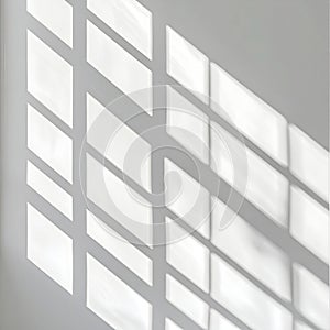 Abstract Window Shadow Pattern on White Wall Illuminating Interior Space