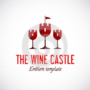 Abstract Wine Glass Castle Vector Concept Symbol