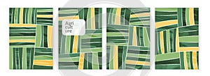 Abstract wineyard farm field pattern vector illustration. Vineyard green landscape with texture. Set of vine valley