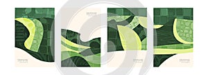 Abstract wineyard farm field pattern vector illustration. Vineyard green landscape with texture. Set of vine valley