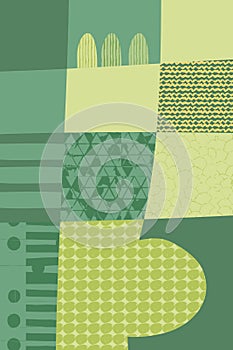 Abstract wineyard farm field pattern vector illustration. Vineyard green landscape with texture. Vine valley poster