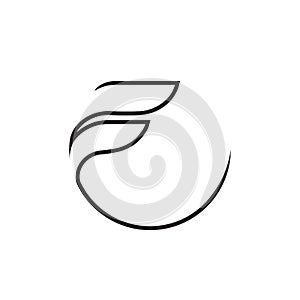 Abstract wing lines shaped letter F