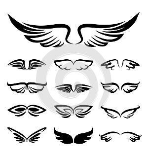 Abstract wings icons set