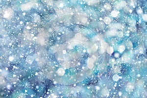 Abstract winter background. snowfall, bokeh