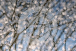 Abstract winter background, snowflakes and snowing time