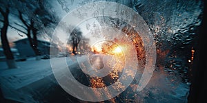 Abstract winter background from window ice patterns