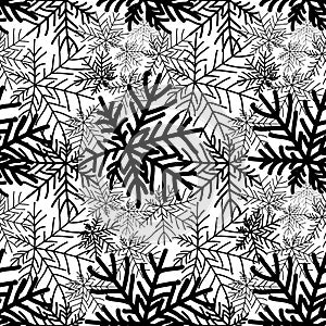 Abstract winter black and white seamless pattern. Snow forest te