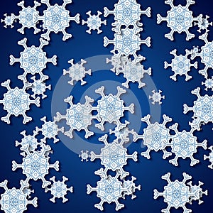 Abstract winter blue snowflakes