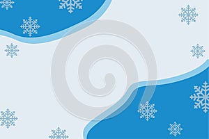 Abstract Winter Flat style background with Copy space. Cold blue and snow vector illustration with snowdrift and snowflakes. Primi photo