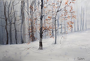 Abstract winter forest landscape