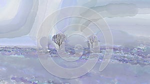 Abstract winter landscape with snow covered trees