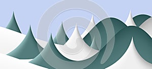 abstract winter season wavy background, 3d layers landscape