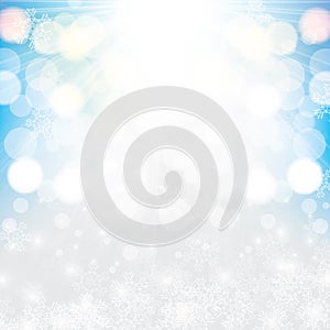 Abstract winter silver blue snowflakes background